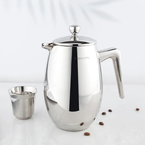Vista 5 de Easyworkz Nando French Press - Cafetera térmica con aislamiento de doble pared de 12 onzas, cafetera de acero inoxidable 304