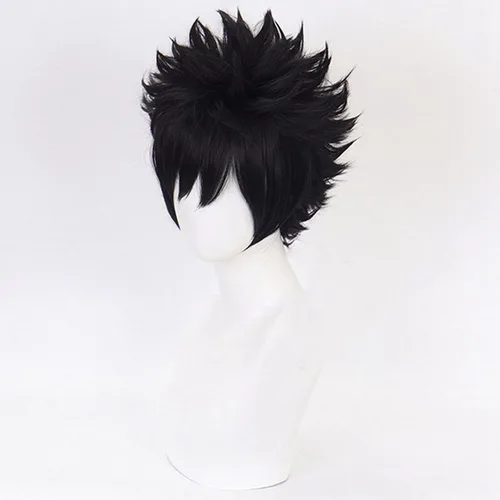 Vista 3 de Lwiuentx MHA Cosplay Dabi peluca corta negra+gorra de peluca gratis