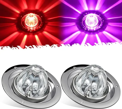 Vista 9 de Partsam Kit de 2 luces de sandía con lente de vidrio rojo, luces LED de parada y giro con bisel de acero inoxidable y base de repuesto para Lente