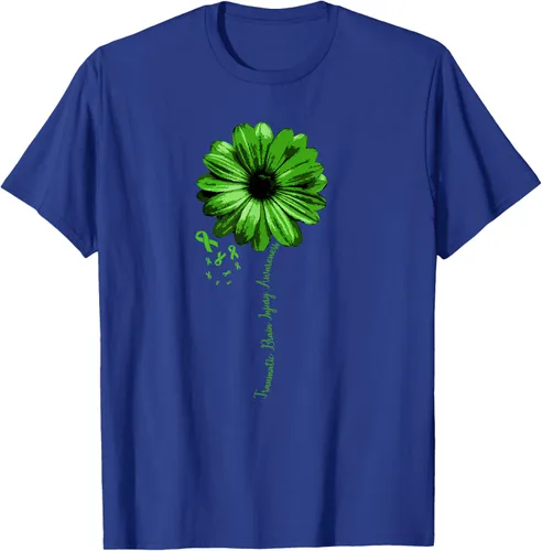 Vista 20 de Camiseta de conciencia de lesiones cerebrales traumáticas con cinta verde guerrero, Negro, S