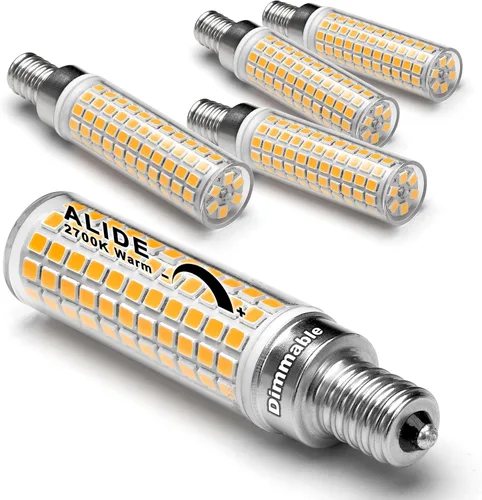 Vista 8 de Bombilla LED E12 regulable de 5 W C7, reemplaza equivalente a halógeno E12 de 40 W, blanco cálido 2700 K, base T6 de 110 V, 120 V, E12, bombillas