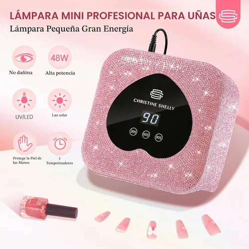 Vista 2 de Luz UV para uñas de gel, 48 W, mini lámpara de uñas UV enchufable