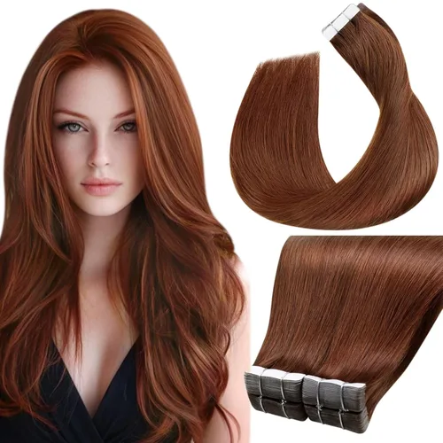 Vista 62 de LaaVoo Extensiones adhesivas de cabello humano real, color negro azabache, extensiones de cabello humano liso y sedoso, 10 pulgadas, 20