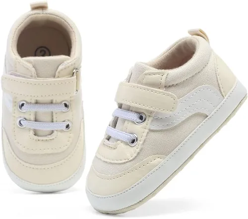 Vista 6 de Tenis de lona para bebés niños y niñas, suela suave, antideslizantes, ligeros, para recién nacidos, para primeros pasos, para cuna de 0 a 18 meses