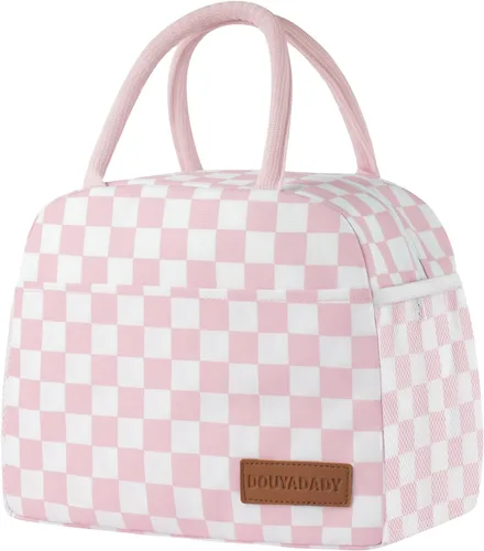 Vista 41 de douyadady Bolsa de almuerzo para mujeres/hombres, fiambrera mujeres/hombres (azul bebé+rayas blancas) Espacioso, ligero, impermeable, resistente