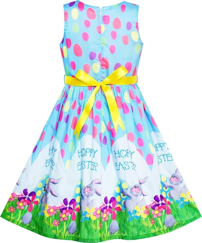 Vista 2 de Sunny Fashion, vestido azul estampado de flores para niña