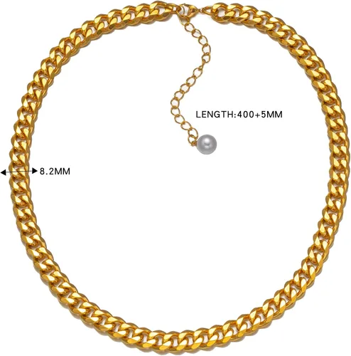 Vista 5 de Yarpiany Collar de cadena de eslabones cubanos para mujer, collares de cadena para mujer, collares de oro de moda, collar de oro para mujer