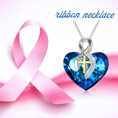 Vista 5 de LONAGO Irish Gifts for Women Heart Celtic Knot Necklace with Heart Shape Blue Crystal from Austria Birthday Gift for Women Girl