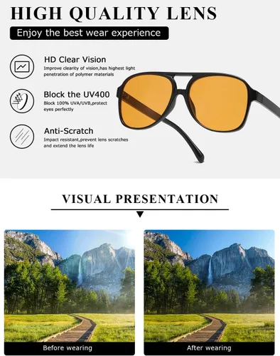Vista 2 de Gafas de sol clásicas estilo aviador vintage para mujeres y hombres, montura grande, gafas de sol retro de los años 70