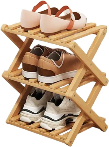 Vista 17 de YYW Zapatero de bambú para entrada, estantes de zapatos de pie libre, estante de armario, organizador vertical plegable de almacenamiento de zapatos