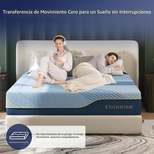 Vista 8 de EGOHOME - Colchón híbrido tamaño King de 14 pulgadas, espuma viscoelástica refrescante, firmeza media