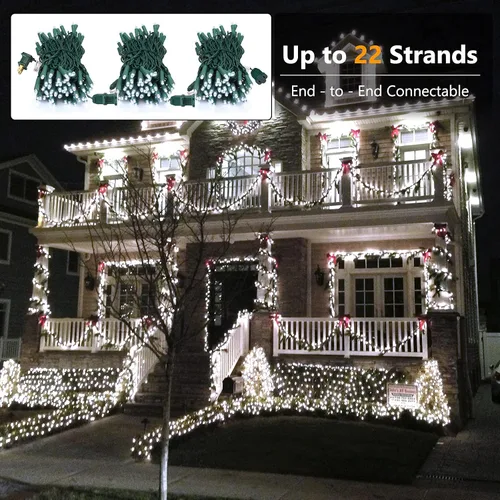 Vista 2 de Brizled Luces de Navidad blancas frías, 33 pies, 100 luces LED para árbol de Navidad, 0.197 in de gran angular, luz de Navidad conectable de 120 V
