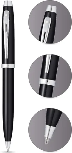 Vista 2 de Sheaffer 100 Bolígrafo de laca negra brillante con ribete cromado pulido