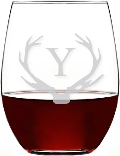 Vista 27 de Antler Initial - Copa de vino sin tallo (15 onzas, letra B, 4 unidades)