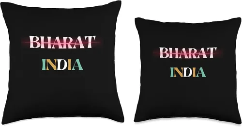 Vista 3 de NO BHARAT JUST INDIA INDIAN PRIDE NATIONALISM Bharat India Throw Pillow, 16x16, Multicolor