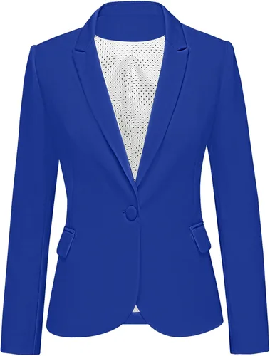Vista 9 de Luvamia - Chaqueta Blazer para Mujer, de Manga Larga, Cuello con Solapas, Botón de Cuello, con Bolsillos Un nuevo botón negro