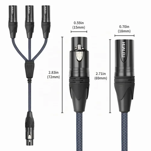 Vista 3 de Cable divisor en Y de 3 pines XLR hembra a 3 machos, cable divisor XLR de 3 vías, equilibrio de 1 hembra a 3 macho, cable de audio para micrófono