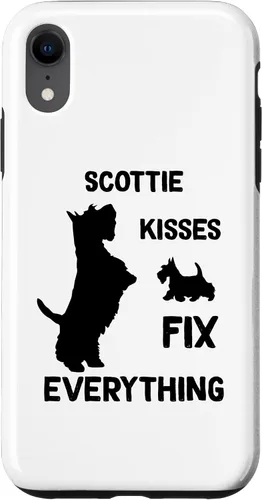 Vista 8 de iPhone 15 Scottie kisses fix everything Scottish Terrier Mom Dad Case