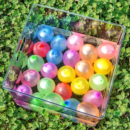 Vista 6 de Paquete de 500 globos de agua de colores con fácil amarre en el cuello, largo para juegos y peleas por Hibery, Pack of 500