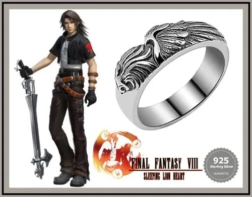 Vista 7 de Anillo de plata F. Fantasy Anillo de corazón de león FF8 Anillo de anime de león de plata S925 joyería