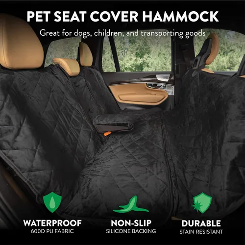 Vista 3 de Plush Paws Products Funda de asiento trasero convertible de terciopelo Costuras duraderas de diamante Funda de asiento trasero lavable e Carbón