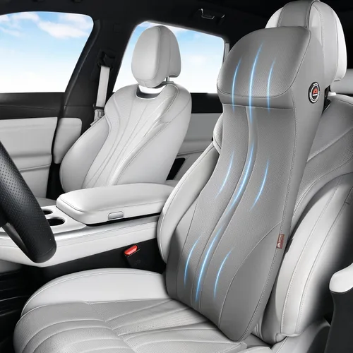 Vista 20 de Coverado Cojín para asiento de automóvil y almohada de apoyo lumbar, almohada ergonómica integrada de espuma viscoelástica para el cuello, cojín