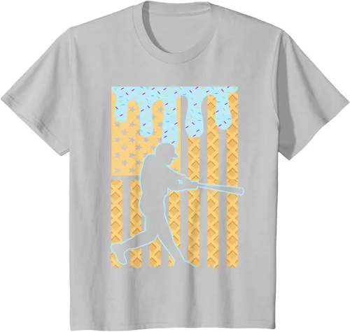 Vista 72 de Camiseta de béisbol Drip Boys Dripping Ice Cream Baseball American Flag, Negro -, Pequeña