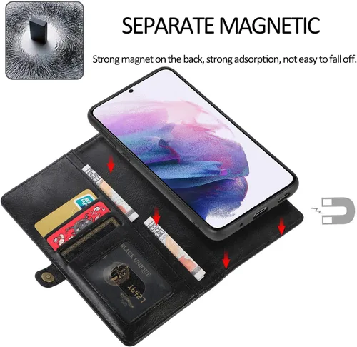 Vista 6 de Asuwish Funda de teléfono para Samsung Galaxy S22 Plus S22+ 5G Wallet Funda desmontable con protector de pantalla de vidrio templado y soporte