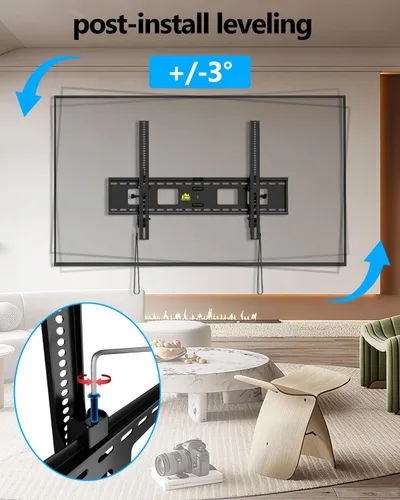 Vista 8 de FORGING MOUNT Soporte de pared de TV inclinable resistente para televisores grandes de 47 a 120 pulgadas, soporte de TV de perfil bajo