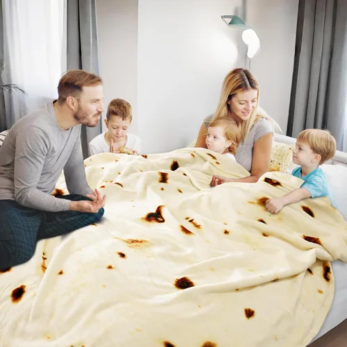 Vista 18 de Bnuitland Burritos - Manta de tortilla de 300 GSM, regalo divertido gigante de doble cara, realista, súper suave, manta de comida para niños