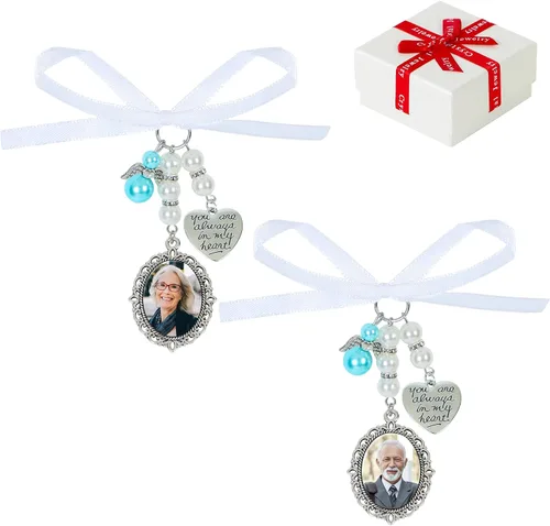 Vista 8 de Wedding Bouquet Photo Charms Bridal Lacy Oval Bridal Charm You are Always in My Heart DIY Bouquet Picture Charm