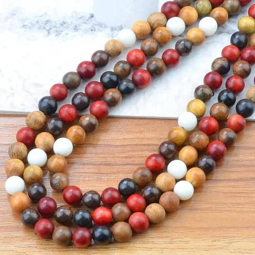 Vista 7 de MASSIVE BEADS - KIT de 960 cuentas de madera redondas sueltas mixtas naturales de 6 mm para hacer joyas, con hilo e agujas (12 de madera, 6 mm)