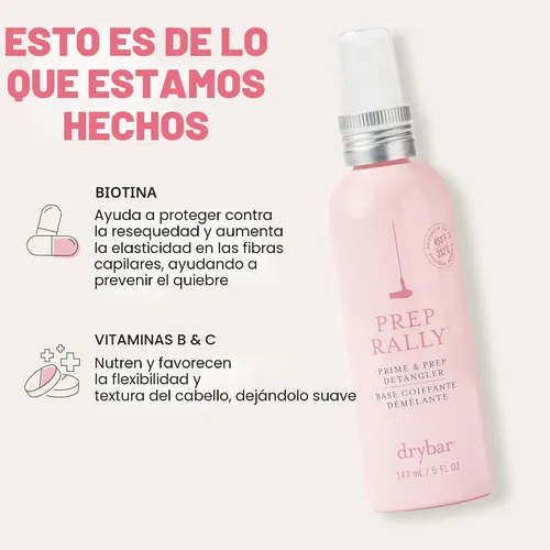 Vista 5 de Drybar Prep Rally Prime & Prep Detangler Nutre el cabello, desenreda con facilidad, deja el cabello suave y manejable, protege el cabello, libre