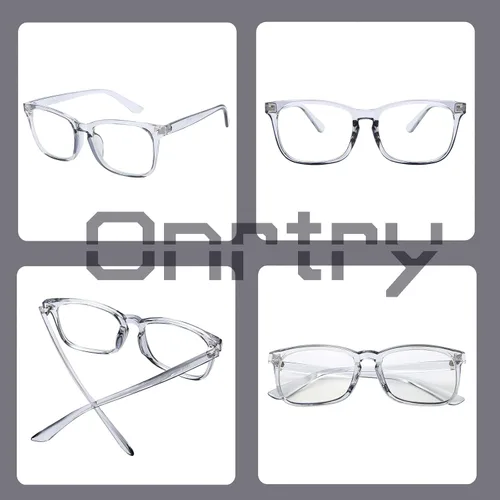 Vista 4 de Onrtry Gafas sin receta para hombres y mujeres, lentes transparentes cuadradas