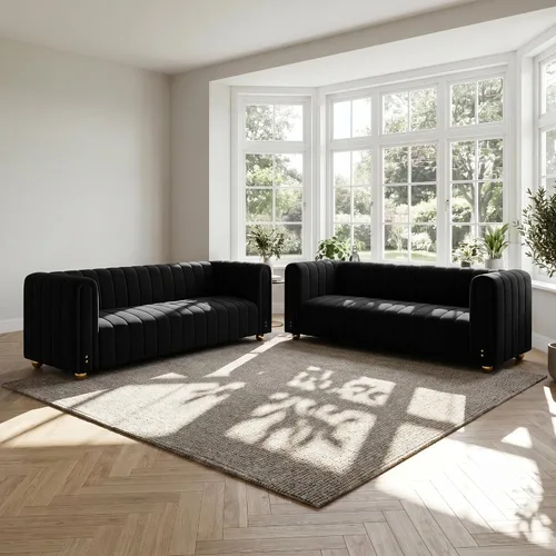 Vista 5 de Sofá de terciopelo de 81 pulgadas, sofá moderno de mediados de siglo para 3 personas, sofás de terciopelo copetudos para sala de estar, apartamento
