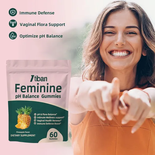 Vista 5 de Gomitas para Mujeres para Equilibrio del pH, Probiótico Premium para la Salud Femenina Vaginal, Apoyo Inmunológico, Vegano, Sin Gluten, Sabor a Piña