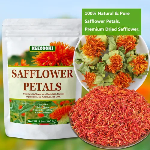 Vista 3 de Pétalos de cártamo secos de alta calidad, 3.5 onzas (3.53 oz), flores de cártamo 100% naturales, puros, sin aditivos, paquete de 1