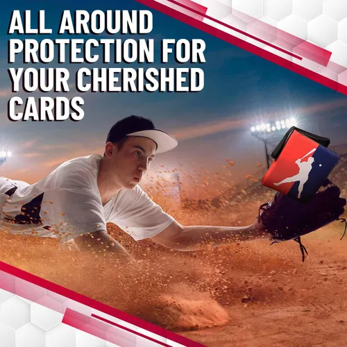 Vista 4 de Carpeta de tarjetas de béisbol con mangas, álbum de tarjetas impermeable de 3 anillos con 50 mangas, cierre de cremallera, tarjetero de gran