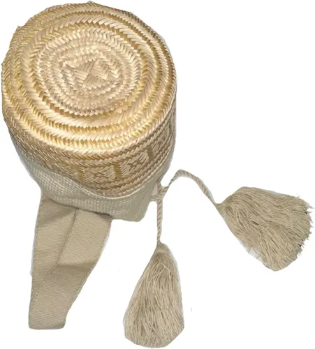 Vista 5 de Colombian Mochila Authentic WAYUU Finest Handmade Cross Body Fringe Straw Bag Medium BeigeGold New