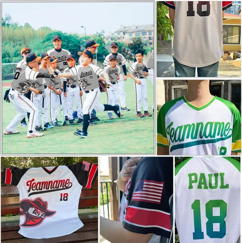 Vista 7 de Camiseta de béisbol personalizada unisex para adultos, uniforme deportivo, camisetas impresas, número de nombre personalizado para hombres, mujeres