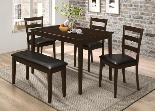 Vista 2 de Coaster Home Furnishings - Guillen - Madera - Juego de comedor rectangular de 5 piezas - Sillas laterales sin brazos, juego de comedor