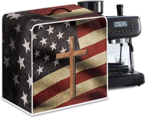 Vista 2 de Cubiertas antipolvo para máquina de café cruzado con bandera estadounidense, para mezclador, máquina de jugo, mantiene la cocina y la oficina