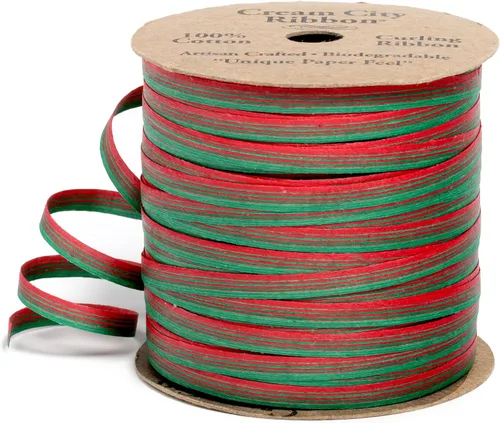 Vista 6 de Cinta rizadora de algodón natural para envolver regalos Cintas de regalo navideñas 100% biodegradables para regalos y cintas para manualidades