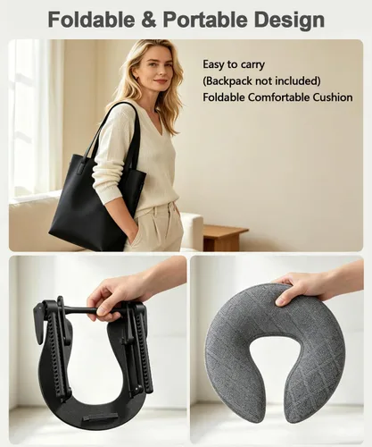 Vista 9 de Reposacabezas de masaje para cama, soporte de masaje ajustable con soporte para teléfono Soporte de cabeza de masaje para colchón, almohada de Gris