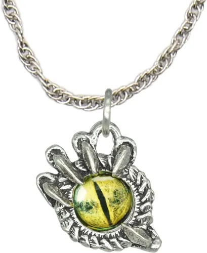 Vista 5 de Collar con colgante gótico, dragón de fantasía, Yin Yang, nórdico vikingo para regalo, estaño, cobre, oro, incluye cadena de plata de 24 pulgadas