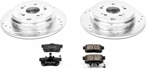 Vista 2 de Power Stop K206 - Pastillas de freno traseras Z23 de fibra de carbono con rotores de freno perforados y ranurados para Acura RDX [Modelo FWD]