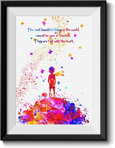 Vista 5 de Uhomate Juego de 4 piezas de lienzo con texto en inglés "The Little Prince