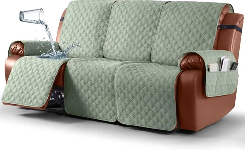 Vista 23 de Ruaozz Funda impermeable para sofá reclinable, lavable, funda antideslizante de 1 pieza, protector de muebles con correas elásticas, bolsillo