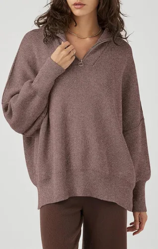 Vista 3 de PRETTYGARDEN Suéter de otoño de gran tamaño para mujer, casual, manga larga, con cremallera, cuello