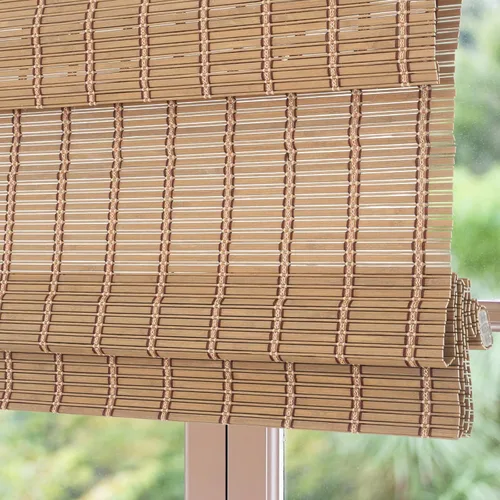 Vista 12 de Sunbox Persiana Romana de Bambú Inalámbrica, Persianas Romanas de Madera Tejida, Persianas de Bambú Natural con Filtrado de Luz para Ventanas